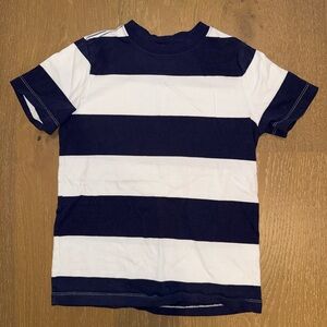 Hanna Andersson Navy & White Wide-Stripe Short Sleeve Tee